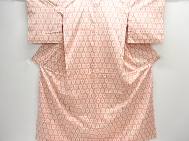 麻の葉模様織り出し手織り紬着物アンサンブル